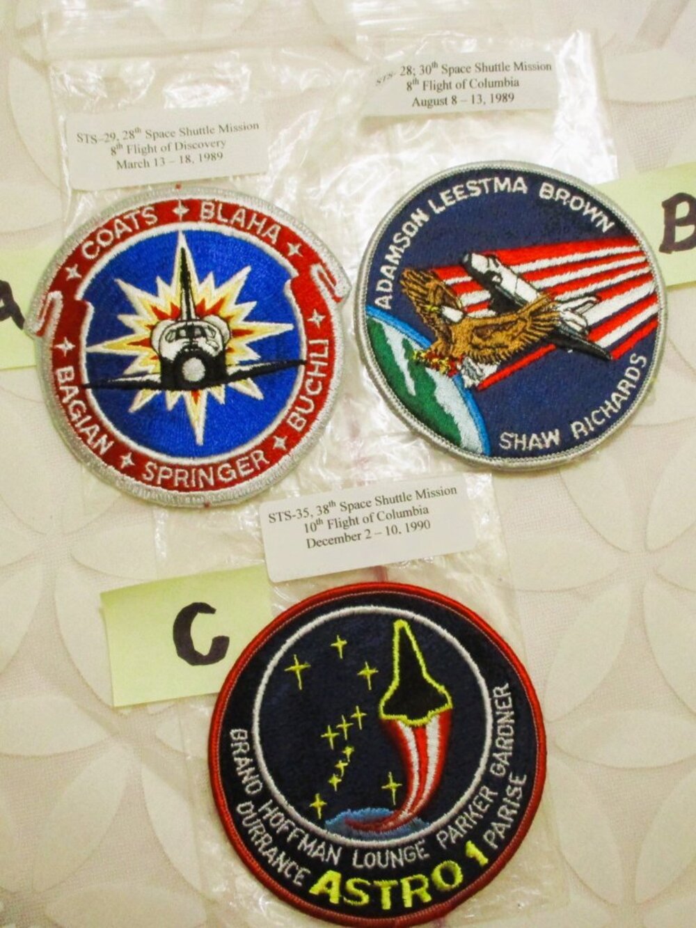 Vintage NASA Space Shuttle Mission Patch: STS Crew Embroidery, 1989-1990